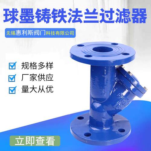 厂家供应GL41H-16Q球墨铸铁法兰过滤器精密Y型烤漆水过滤器定制