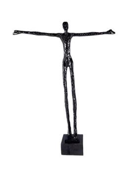 现代简约黑色抽象人像雕塑摆件样板房售楼处玄关屹立人物软装饰品