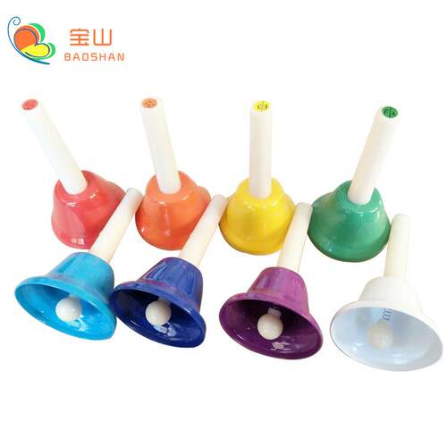 厂家提供 8音课铃儿童彩虹碰钟幼儿园乐器八音手摇铃打击乐器