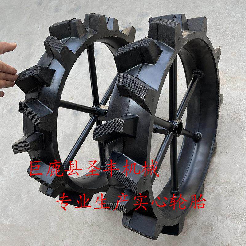 微耕机轮胎实心橡胶胎加宽加厚免充气防滑耐磨行走轮微耕机配件