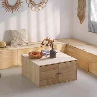 榻子榻米木箱子纳储物箱长方柜实木收箱拼接床箱加宽N01形拼接柜