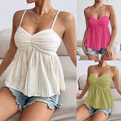 Women Solid Color Ruffle Hem Fashionable Camisole For New