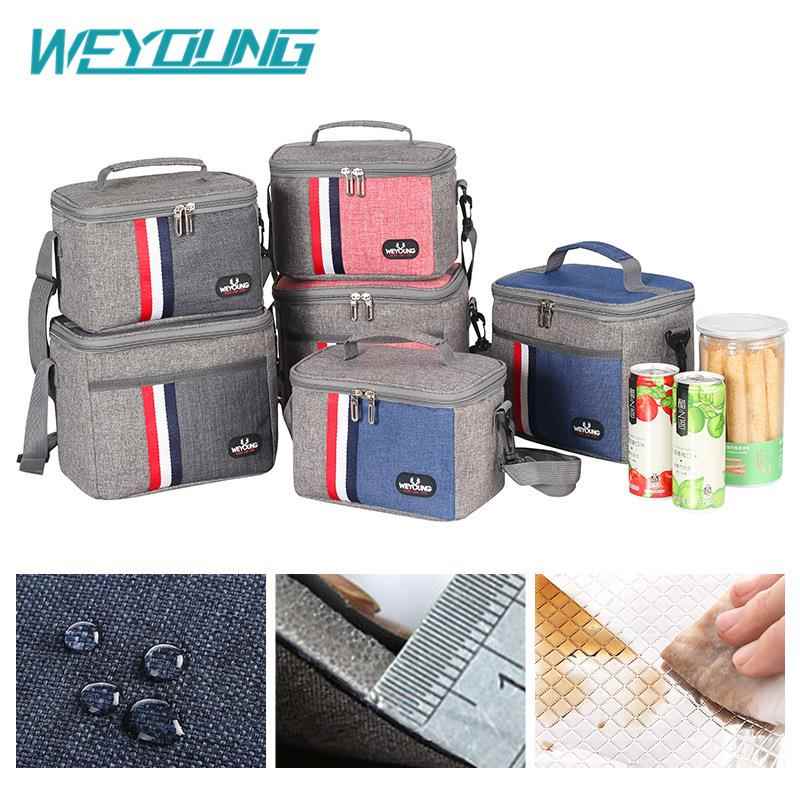 现货铝箔午餐包防水冰包手提饭盒袋加厚条纹便当包保温包跨境