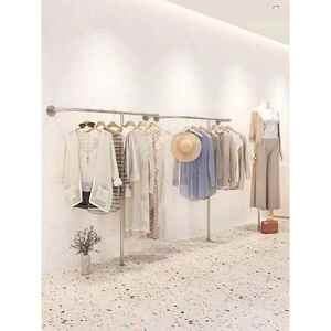 架女装店展示560不锈钢丝服装店展简示架上拉墙壁挂式T形约挂衣架