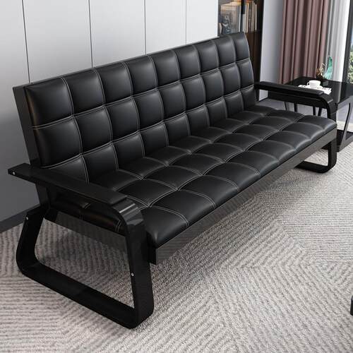 办公沙发商务洽谈现代简约简易铁架三人位接待室沙发茶几组合套装