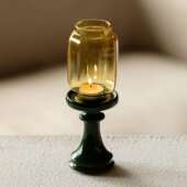 古束刻红明三色烛台清佛玻璃烛台故宫新中式 家用复礼蜡烛底座摆件