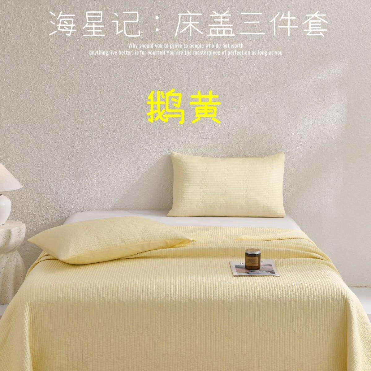 高端双面莱赛尔天丝床盖三件套可铺可盖纯色绗缝夏季凉感夹棉床单