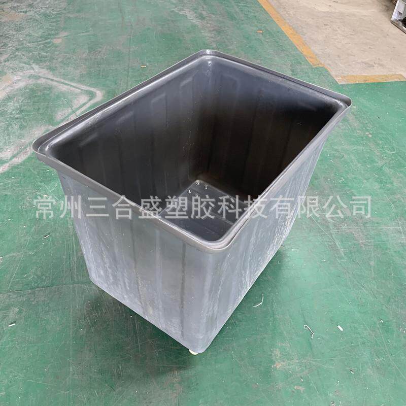 推布车方桶酒店布草笼车长方形牛筋塑料桶厂家带轮塑胶箱灰色