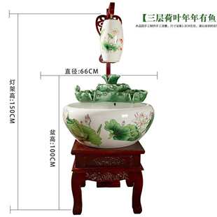 特大鱼缸过滤喷泉摆件加流水办公养鱼陶瓷氧加湿器摆件现代喷泉盆