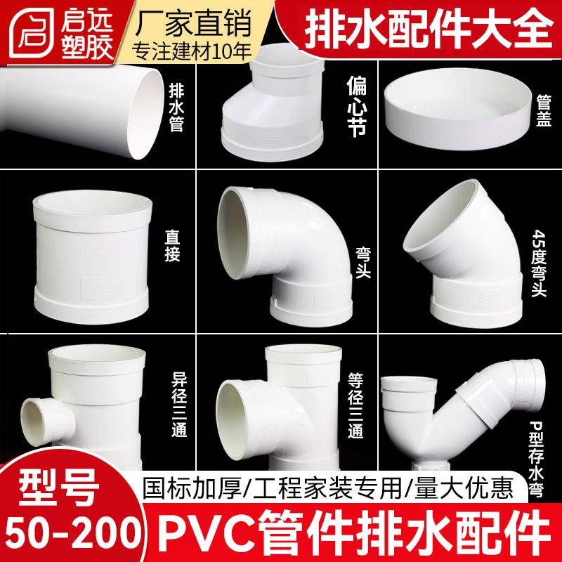 pvc管弯头接头直接三通四通配件P型存水弯立体 排水管配件5075110图片