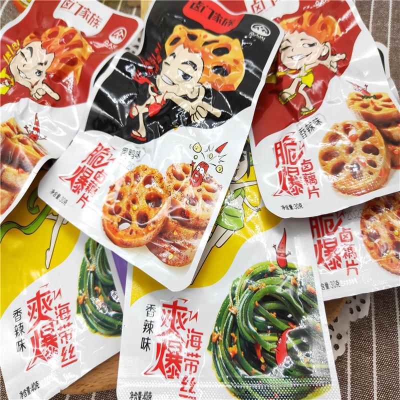 卤藕片黑鸭味香辣味香辣味海带丝黑鸭味卤门家族海带辣味零食8包