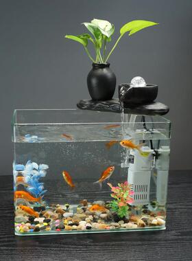 玻璃鱼缸流水招财摆件开 业礼品桌面办公室客厅室内装饰品转运球