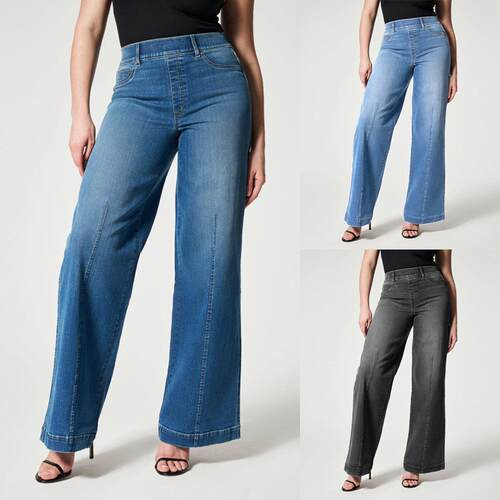 Plus Size Wide Leg Jeans for Women Trendy High Waist Front