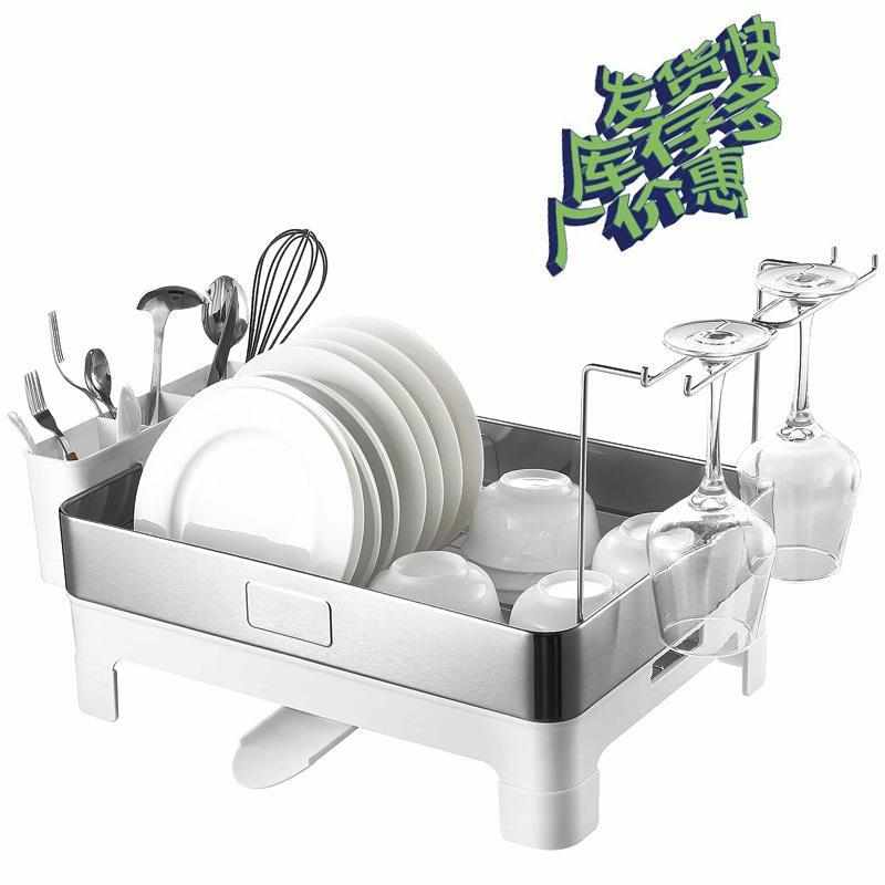 【】两层碗碟沥水架 家用水晾碗碟架子304不锈钢厨房