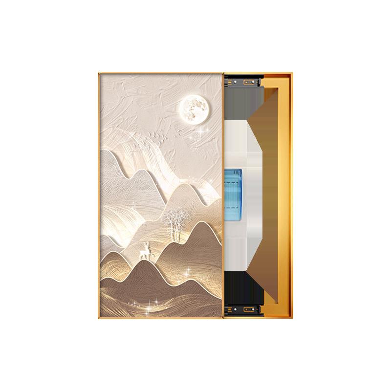 背有靠山电表箱装饰画福鹿山水大尺寸遮挡消火栓强电箱电闸盒挂画