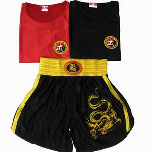 服装 衣服泰拳武术男女印字 拳击服短裤 绣龙刺绣散打服套装