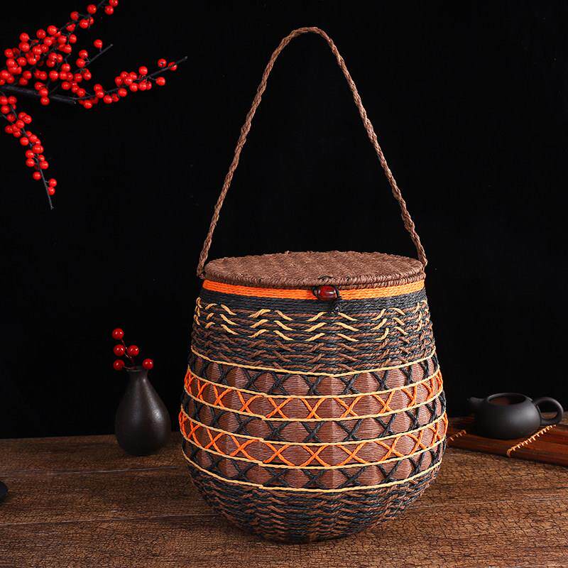 六堡茶外包装盒箩筐五斤装 黑茶普洱小金沱空礼品盒包装袋茶叶篓