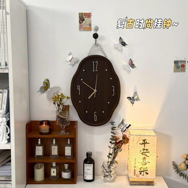 复古壁挂钟表创意时钟挂墙客厅卧室静音装饰美化墙面小众艺术墙挂