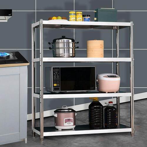 货架不锈钢厨房五层置物架落地储物架子微波炉多层收纳杂物整理无