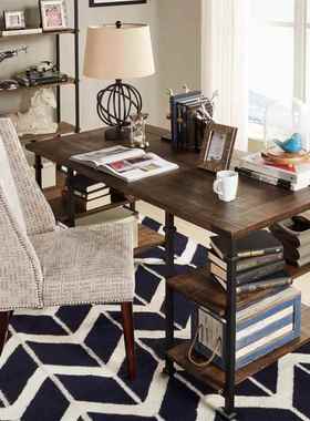 美复古实铁艺隔木板置物电架客厅视柜组YPH82132式合书架储物柜收