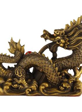黄铜祥龙摆件铜龙生肖龙汉龙办室257客四厅工品摆件龙公艺腾海