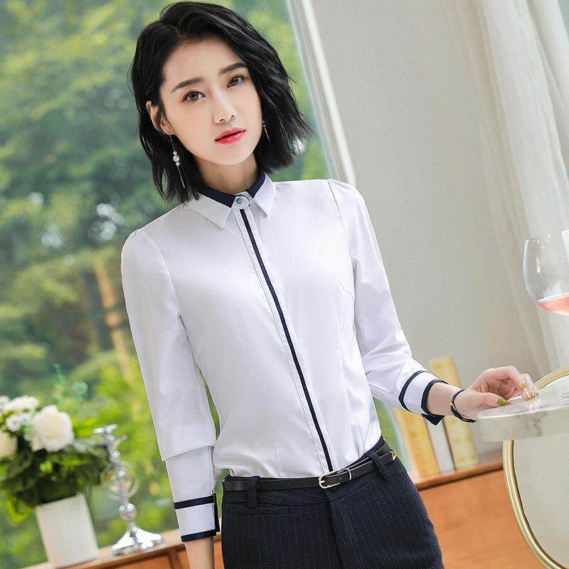 春秋白衬衫女职业装套装女装工作服修身显瘦气质正装长袖衬衫女