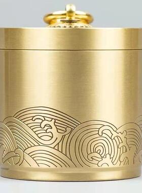 黄铜车载烟灰缸车用家居办公室摆件祥云带盖中式全铜铜艺