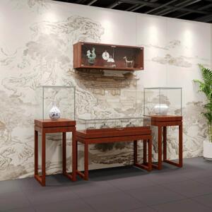 高级实木玻璃中式覆古珠宝首饰玉器展示柜台博物馆文玩古董饰品柜