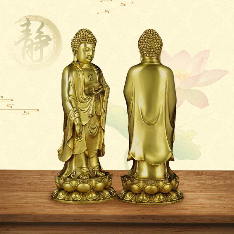 厂家佛门西方三圣阿弥陀佛观世音菩萨大势至菩萨纯铜菩萨摆件