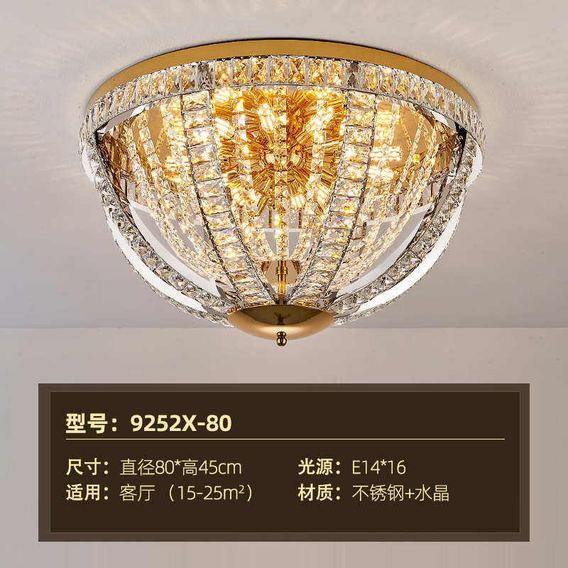 高级主水晶灯主中山吸顶灯吸顶灯灯具美式大厅卧客厅大气灯圆形感