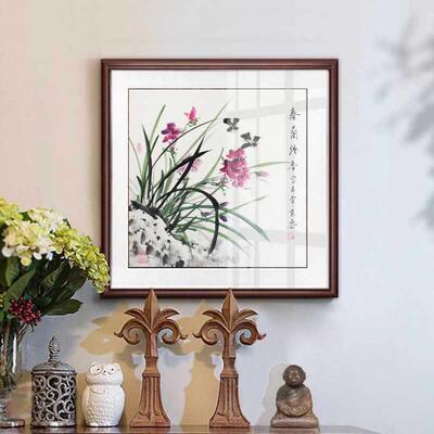 手挂绘国画兰花装饰画客沙发卧室壁画餐厅电F9S5H57M表箱牡厅花鸟