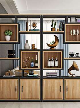 客铁艺工风隔断墙置物架办公室业风屏展示柜餐厅玄关NO1668柜厅书