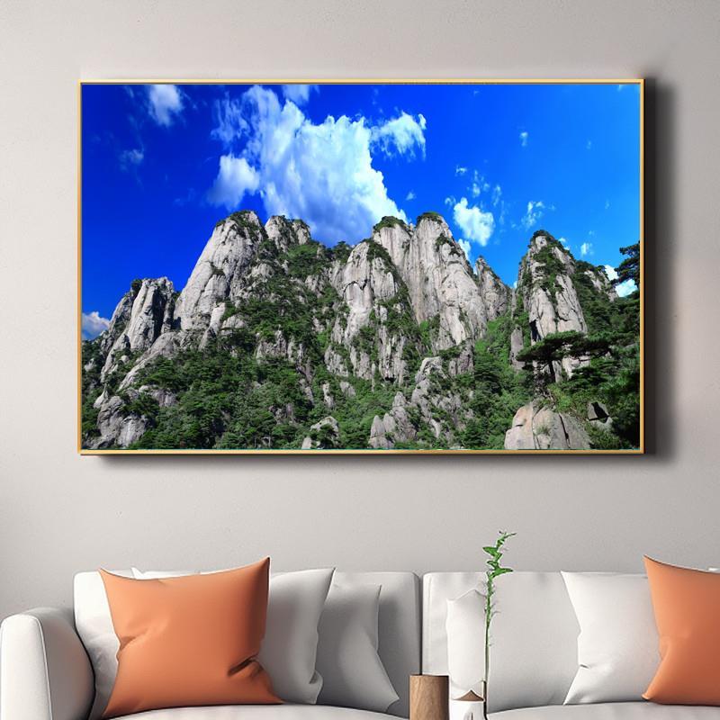 有山无水靠山图挂画山水风景画客厅办公室装饰画石头高山风水招财