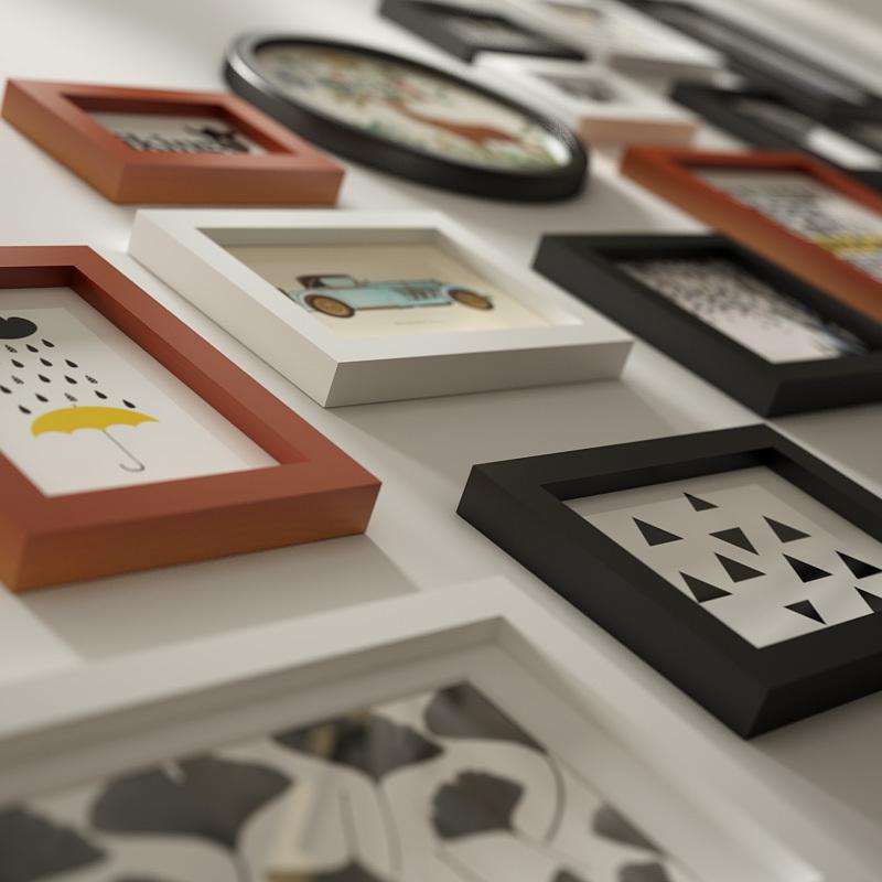 包邮【金零点8144】罗德里格简约实木相框创意照片墙/相框墙