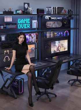 电脑桌台式家用电竞桌简约轻奢办公桌子卧室学生学习桌写字桌书桌