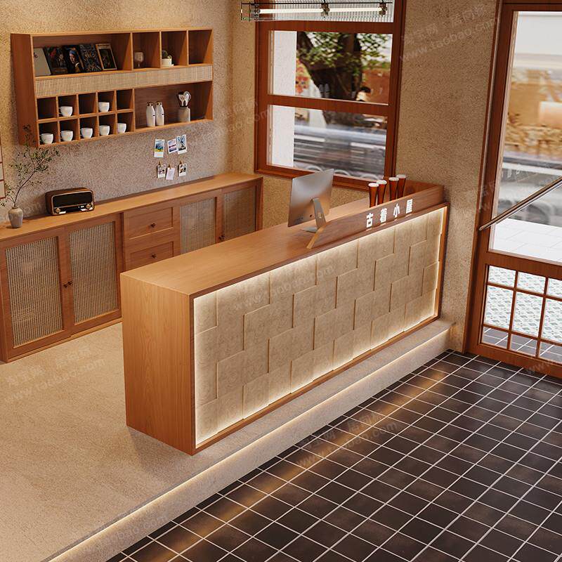 奶茶店餐饮酒店酒吧桌子收银床和早餐酒店服装发廊公司商店前台接