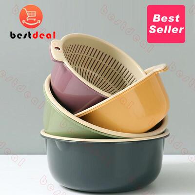 3 Pcs Colander with bowl draining basket Strainer 双层沥水篮