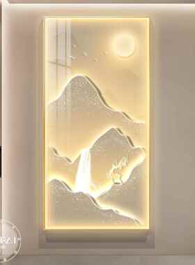 LED灯鱼图玄关饰画入户正对门挂九画高端过走廊CWT道壁画20装25新