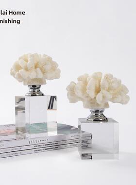 现代无障碍豪华水晶珊瑚石饰品客厅酒柜装饰陈设模型室书房书柜展