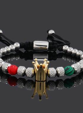 Luxury Crown Charms Man Bracelet Stainless Steel Beads