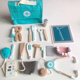儿童角色扮演牙医生过家家化妆游戏木制仿真医疗包亲子互动医具
