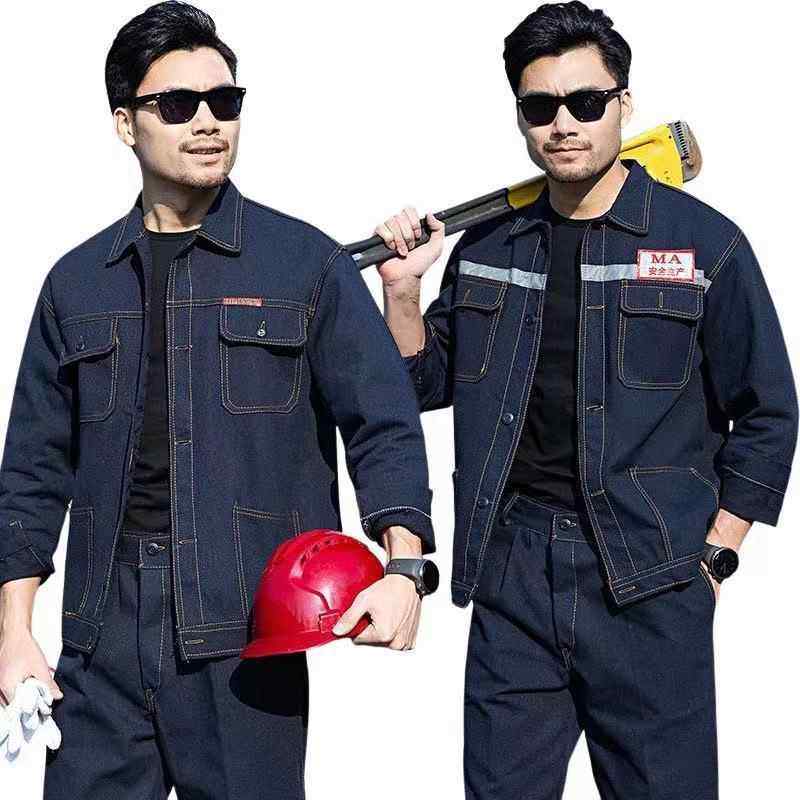 牛仔电焊工作服套装男加厚耐磨焊工井下建筑汽修上衣加裤子劳保服,男装,工装制服,淘宝优惠券,粉丝福利购,淘宝优惠卷