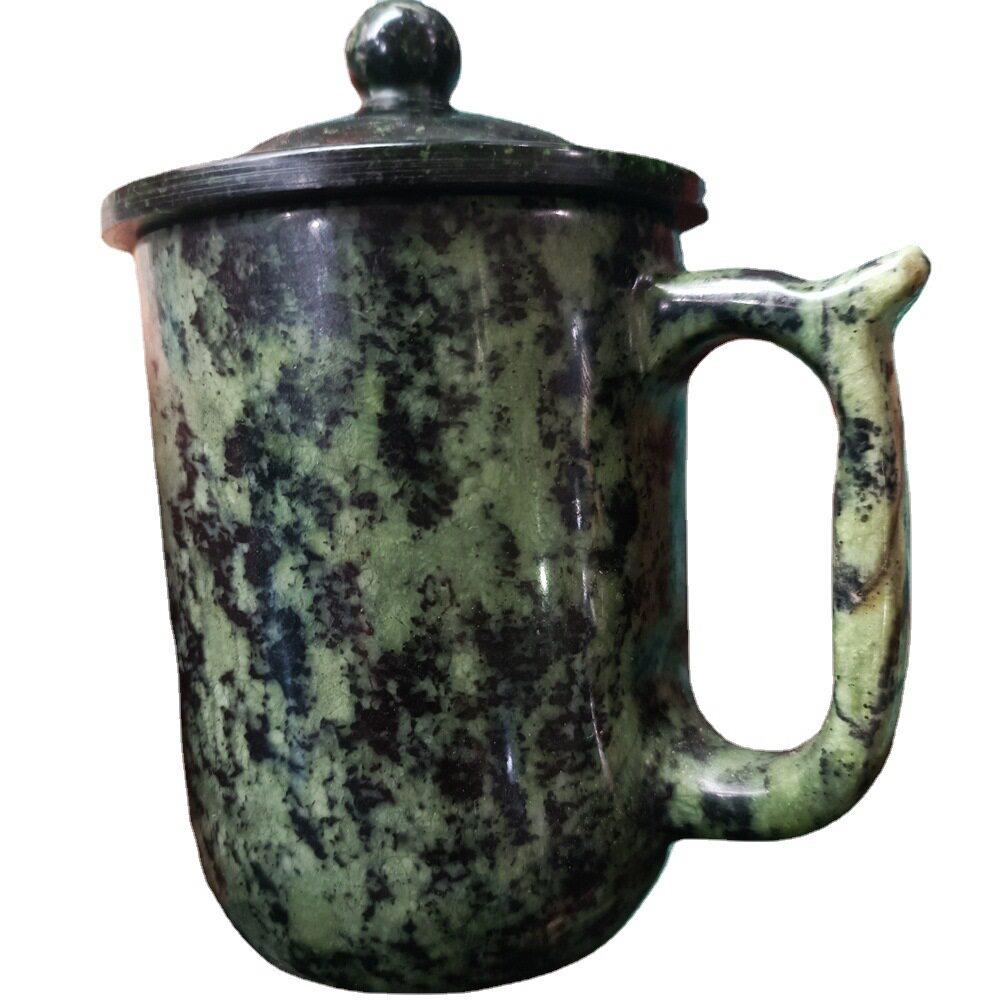 藏玉杯子 王石主人杯 玉石茶杯玉茶缸 墨玉水杯直播供货