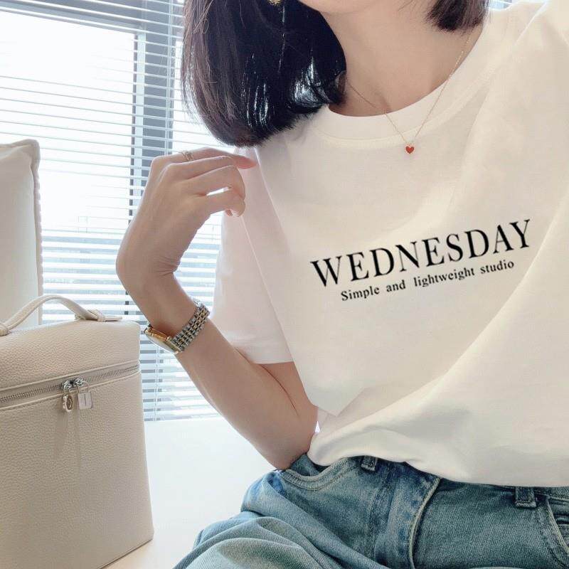 韩国正肩纯棉短袖t恤女小众设计感时尚百搭白色上衣打底衫夏季