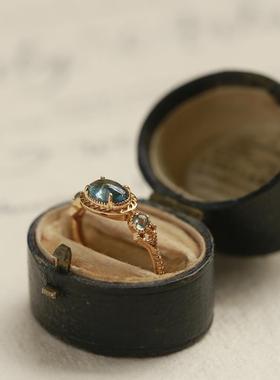 每个海都是一座孤岛 ERMAN薾曼日系复古托帕石戒指银镀金开口指环