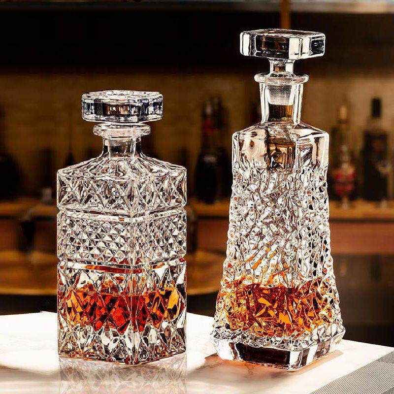 高档酒瓶水晶分酒器欧式玻璃醒酒器家用带盖子洋酒瓶高颜值红酒酒