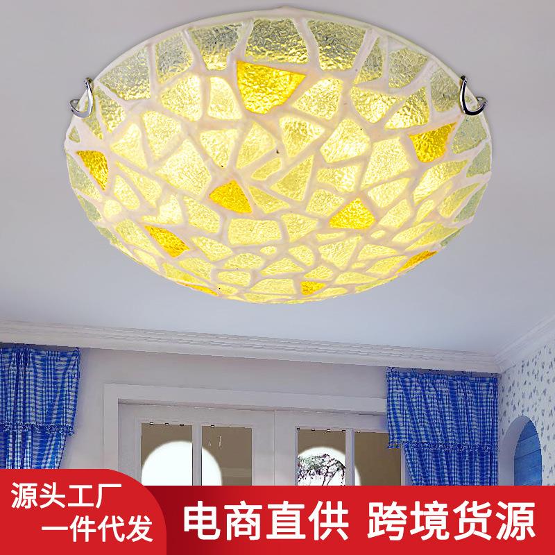 地中海简约卧室吸顶灯波西米亚风格彩色玻璃灯客厅走廊书房阳台灯