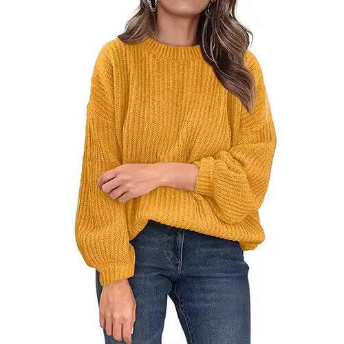 Women'S Fashion Sweater Long Sleeve Casual Ribbed Knit