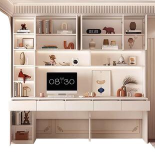 定制ENF级书桌柜书架一体靠墙实木学生家用卧室书房电脑桌学习桌