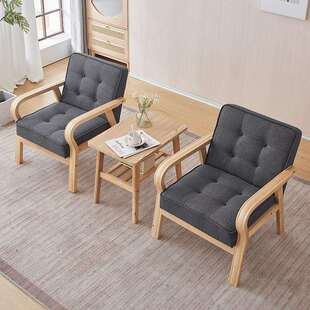北欧简约沙发椅布艺拉点组合小户型出租房实木椅休闲单人经济客厅